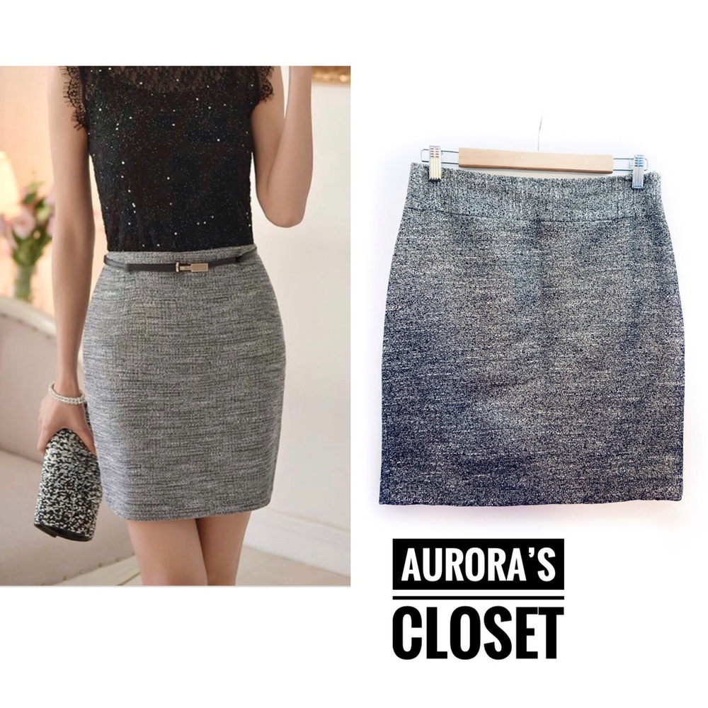 Banana Republic 6 Silver Metallic Pencil Skirt